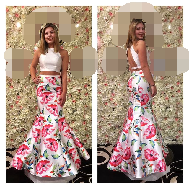 flower mermaid prom dress