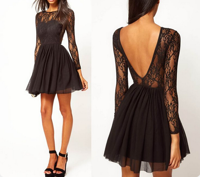 short black prom dresses with long sleeves