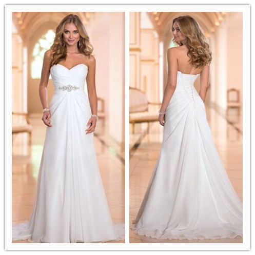 chiffon ruched wedding dress